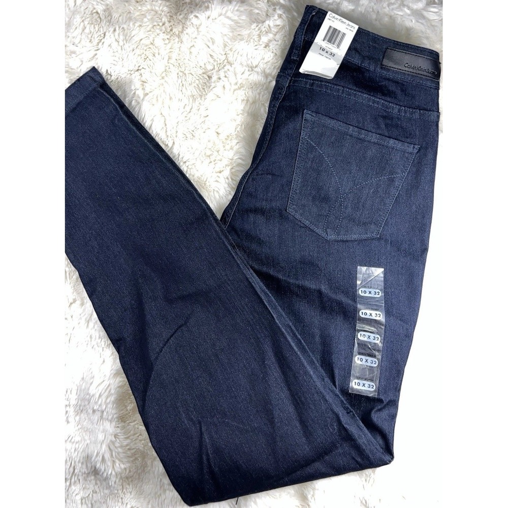 Calvin Klein Jeans Womens Size 10 x 32 Curvy Skinny Dark Wash Denim NWT New A4